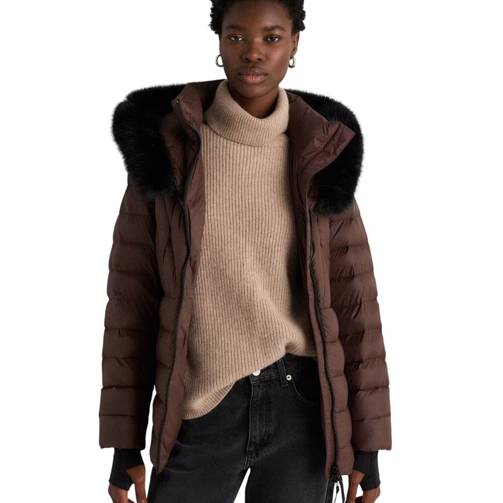 NWOT Quince Women's M Responsible Down Hot Fudge Brown Belted Puffer Coat Luxe